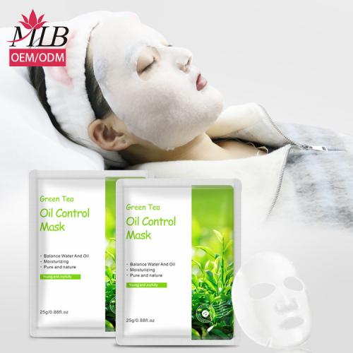 Hoja de mascarilla facial de algodón de té verde
