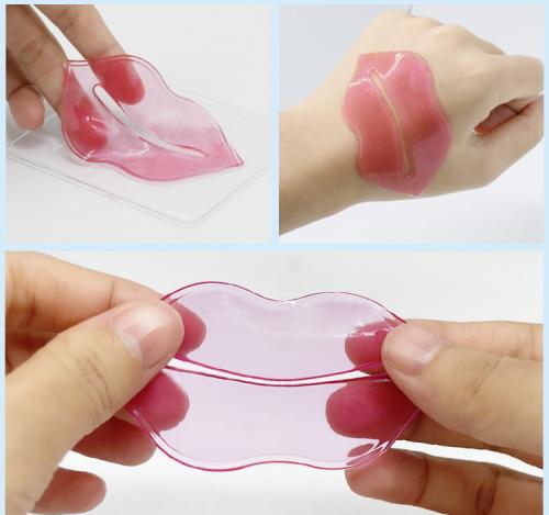 Hoja de máscara de labios rosa para labios secos
