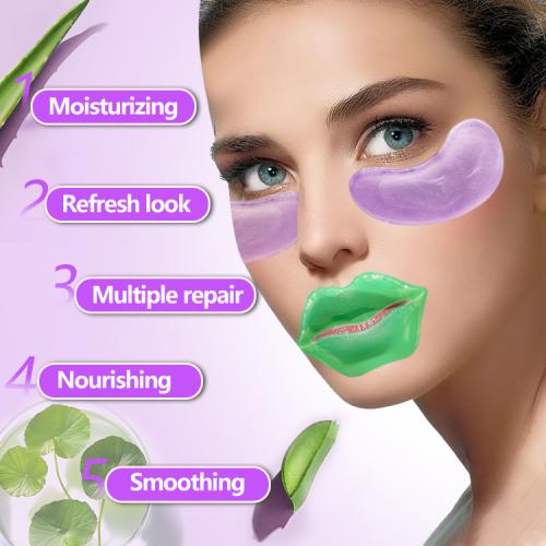 2 in1 máscara de labio púrpura hidratante y máscara para los ojos
